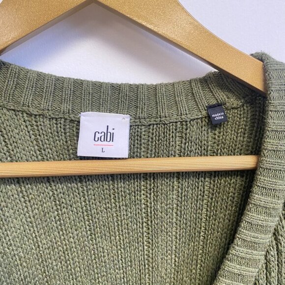 Cabi Olive Green Aerial Chunky Knit Cardigan Sweater - Picture 5 of 11